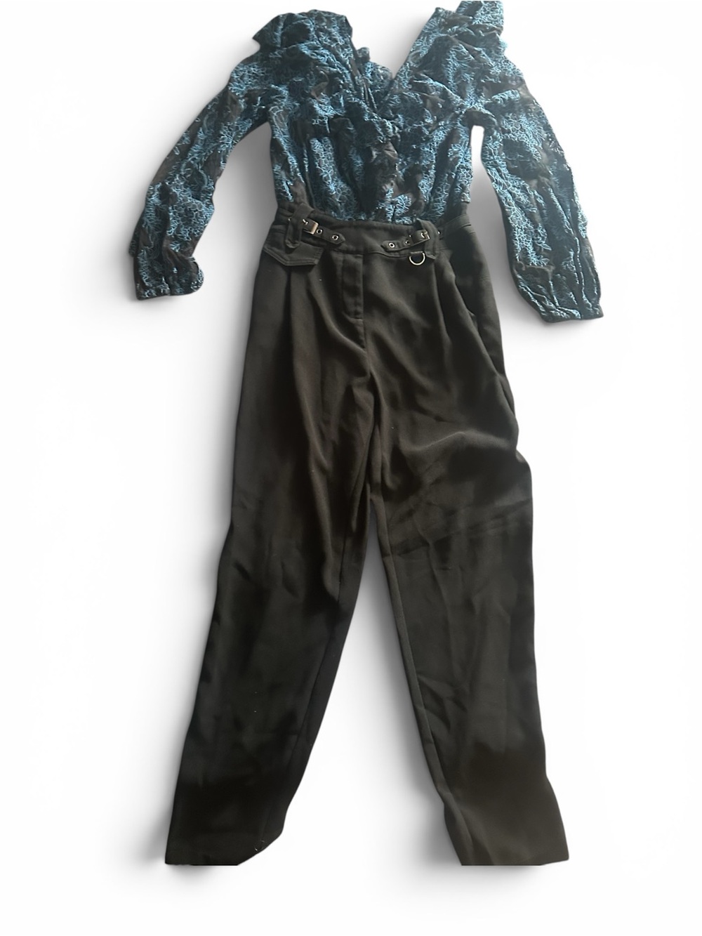 NWT Three Floor Black High-Waist Boss Lady Jumpsuit w/ Tapered Trousers US 6R